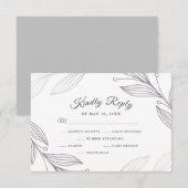 Cartons Réponse Élégant Argent Botanique Mariage Dîner Choice (Devant / Derrière)