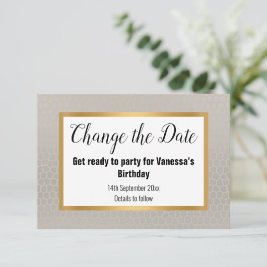 CARTONS RÉPONSE ÉLÉGANT ARGENT GRIS OR MODIFIER LA DATE (Debout devant)