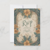 Cartons Réponse Élégant Art Nouveau Floral Mariage (Devant)