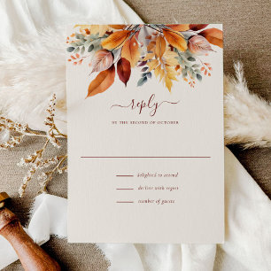 Cartons Réponse Élégant automne Feuilles Mariage automne