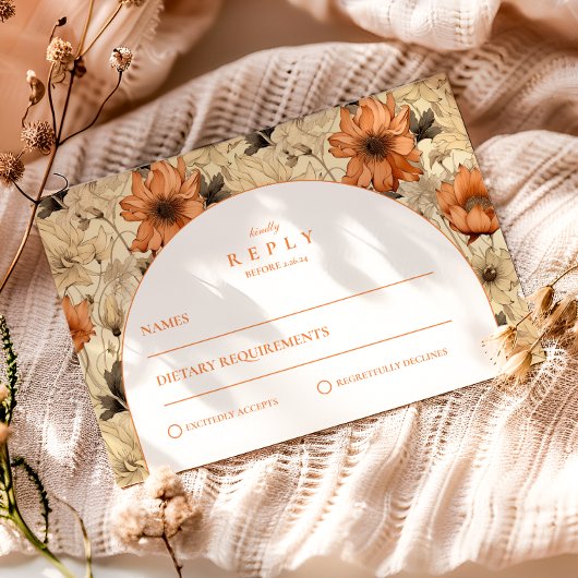 Cartons Réponse Elegant Autumn Botanical Wedding