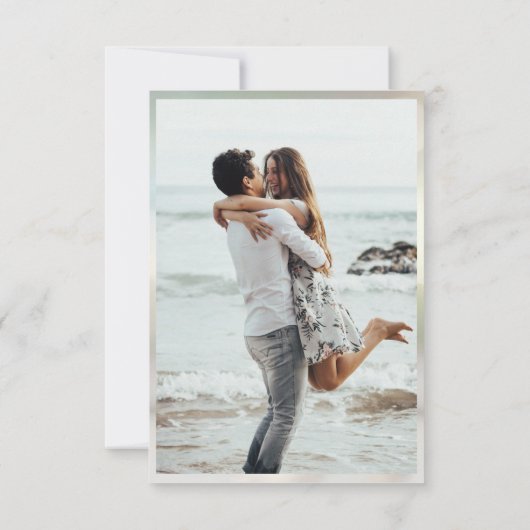 Cartons Réponse Elégant Bagues Or Photo Mariage Enregistrer La Dat (Dos)