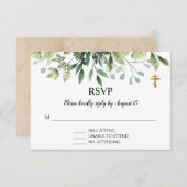 Cartons Réponse Élégant Baptême chrétien orthodoxe Feuille (Devant / Derrière)