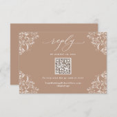 Cartons Réponse Élégant Beige Taupe Neutre Mariage QR Code (Devant / Derrière)