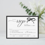 Cartons Réponse Elegant Black and White Bow Simple Classic Wedding (Debout devant)