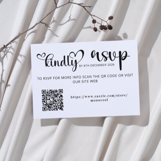 Cartons Réponse Elegant Black and White Qr Code Wedding Replay