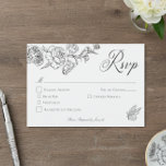 Cartons Réponse Elégant Black Chinoiserie Bird & Crest Mariage<br><div class="desc">Venez passer une journée inoubliable grâce à notre carte de réponse mariage de style baroque vintage et élégante, avec choix de dîners, chef-d'oeuvre d'une élégance intemporelle. Doté d'une délicate bordure de chinoiserie noire française avec des fleurs d'art de ligne délicates et d'un papillon sur un arrière - plan blanc immaculé,...</div>