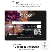 Cartons Réponse Elégant Black Moody Floral Mariage QR Code