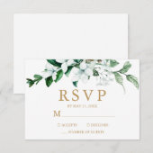 Cartons Réponse Elégant blanc Aquarelle Floral Mariage (Devant / Derrière)