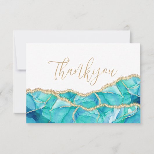 Cartons Réponse Elégant Blanc Bleu Parties scintillant or Mariage (Dos)