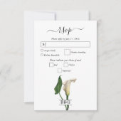 Cartons Réponse Elégant blanc Calla Lily Vert Mariage botanique (Devant)