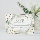 Cartons Réponse Elégant Blanc Floral Sage Vert Feuille Mariage RSV (Debout devant)