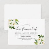 Cartons Réponse Élégant Blanc Floral Vert feuille Vow Renouvelleme (Devant / Derrière)