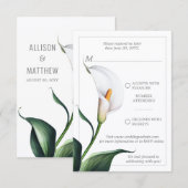 Cartons Réponse Elégant blanc ivoire Calla Lily Mariage (Devant / Derrière)