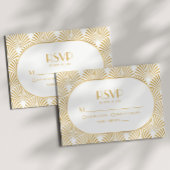 Cartons Réponse Elégant Blanc Or Géométrique Mariage Art Déco