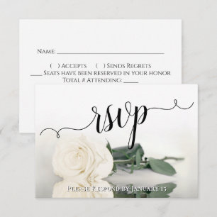 Cartons Réponse Elégant blanc ou ivoire reflétant Mariage Rose