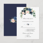 Cartons Réponse Elégant bleu bleu marine flou fleurit (Devant / Derrière)