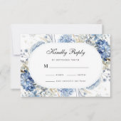 Cartons Réponse Elégant bleu Fleur sauvage aquarelle Mariage flora (Devant)