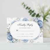 Cartons Réponse Elégant bleu Fleur sauvage aquarelle Mariage flora (Debout devant)