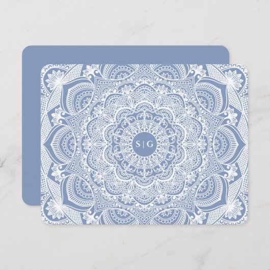 Cartons Réponse Elégant bleu poussiéreux en dentelle blanche class (Devant / Derrière)