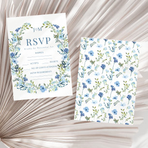 Cartons Réponse Elégant bleu romantique mariage rustique