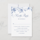 Cartons Réponse Elégant bleu Rose Garden Toile Mariage (Devant)