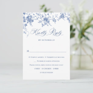 Cartons Réponse Elégant bleu Rose Garden Toile Mariage