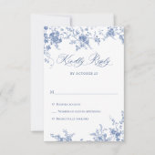 Cartons Réponse Elégant bleu Rose Garden Toile Mariage (Devant)