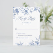 Cartons Réponse Elégant bleu Rose Garden Toile Mariage (Debout devant)