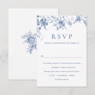 Cartons Réponse Elégant bleu Rose Garden Toile Mariage