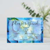 Cartons Réponse Elégant bleu turquoise hydrangée à fleurs bleu ros (Debout devant)