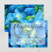 Cartons Réponse Elégant bleu turquoise hydrangée à fleurs bleu ros (Devant / Derrière)