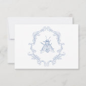 Cartons Réponse Elégant Blue Chinoiserie Bird & Crest Mariage (Dos)