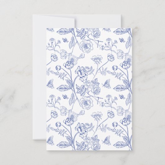 Cartons Réponse Elégant Blue Chinoiserie Floral Mariage QR Code (Dos)