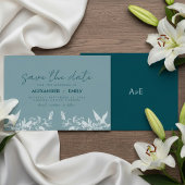 Cartons Réponse Elegant Blue Floral Wedding Save the Date Card