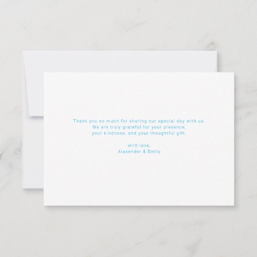 Cartons Réponse Elegant Blue Floral Wedding Thank You Card (Dos)