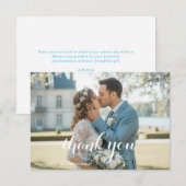 Cartons Réponse Elegant Blue Floral Wedding Thank You Card (Devant / Derrière)