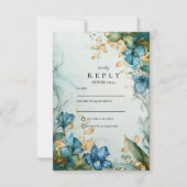 Cartons Réponse Elegant Blue Lily Botanical Wedding (Devant)