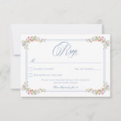 Cartons Réponse Elegant Blue Pastel Wildflower Border Wedding (Devant)