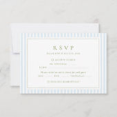 Cartons Réponse Elegant Blue & Sage Striped Wedding (Devant)