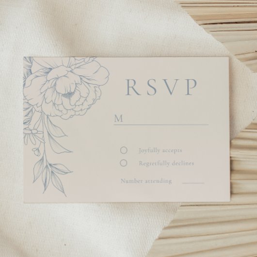 Cartons Réponse Elegant Blue Vintage Floral Wedding 