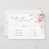 Cartons Réponse Élégant Blush Dusty Rose Floral Choix de repas (Devant)