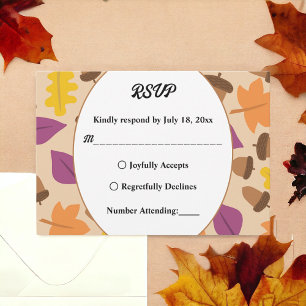 Cartons Réponse Elégant Boho Fall Feuilles Automne Floral Mariage