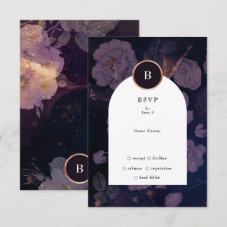 Cartons Réponse Élégant Boho foncé Rose or Arc or Mariage