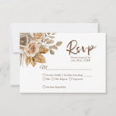 Cartons Réponse Elégant Boho Neutral Flore Accents Mariage (Devant)
