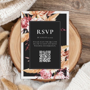 Cartons Réponse Élégant Boho noir Chic Floral Mariage