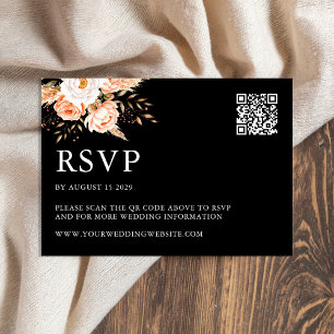 Cartons Réponse Élégant Boho noir Chic Floral Mariage de automne