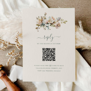 Cartons Réponse Elegant Boho Vintage Floral QR Code Mariage
