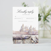 Cartons Réponse Elégant Boho Watercolor Venice Script Mariage (Debout devant)