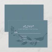 Cartons Réponse Elégant Botanique Turquoise Bleu Silhouette Mariag (Devant / Derrière)
